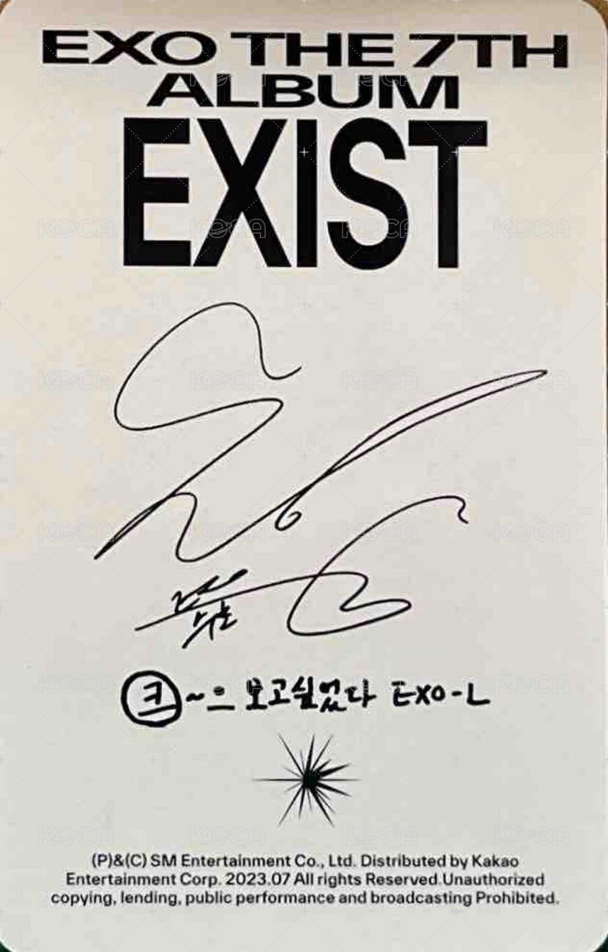 EXIST 專輯卡  背面