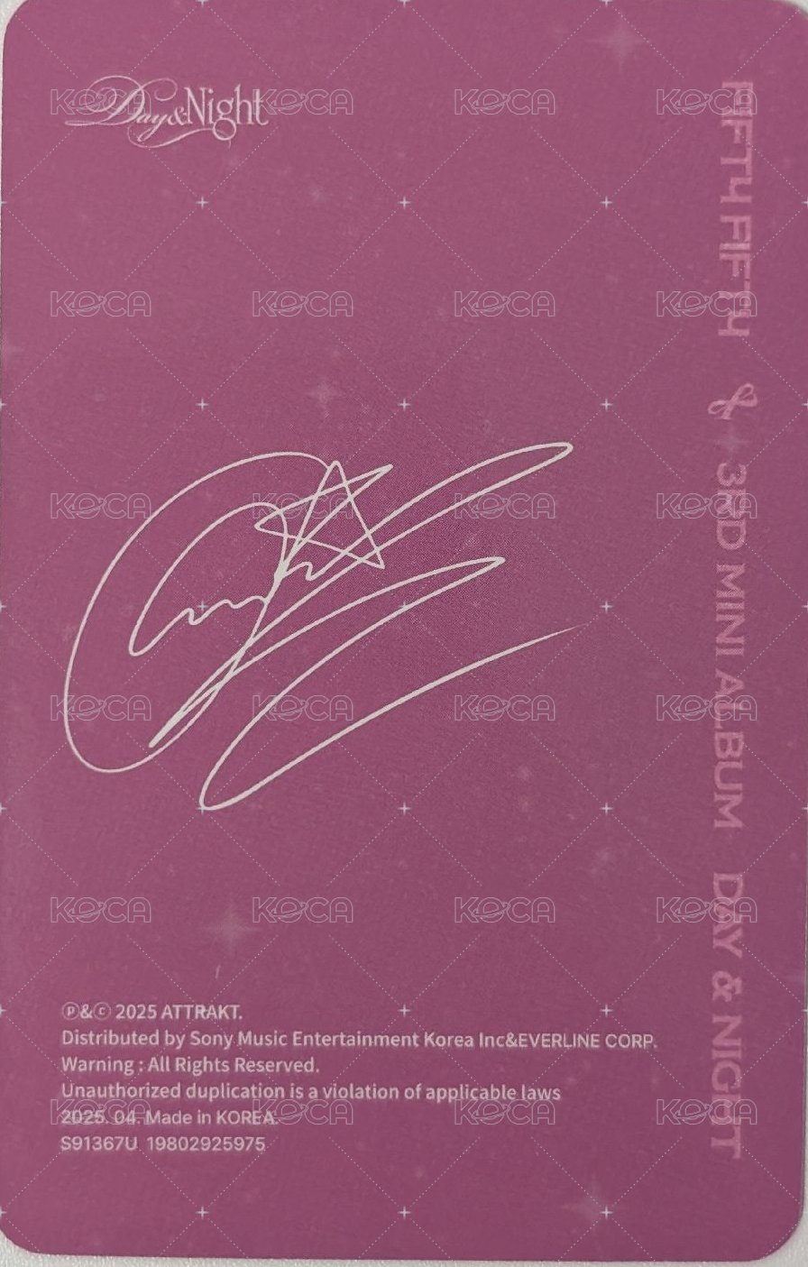 Day & Night 專輯卡 Ever Music版 Day ver. 專卡 背面