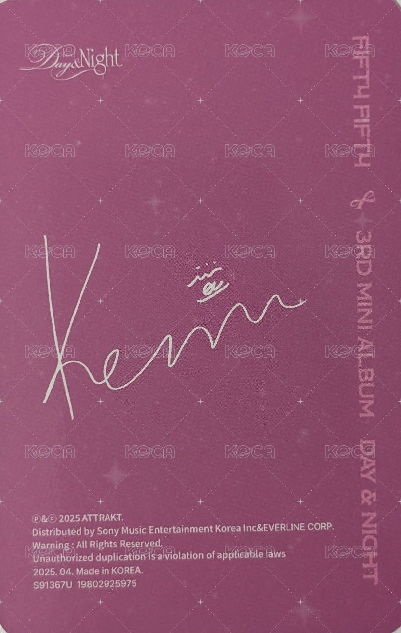 Day & Night 專輯卡 Ever Music版 Day ver. 專卡 背面