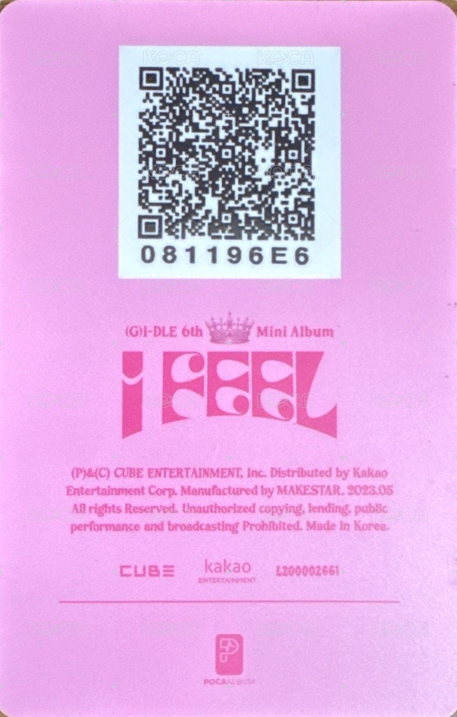 I feel 專輯卡 電子專 背面
