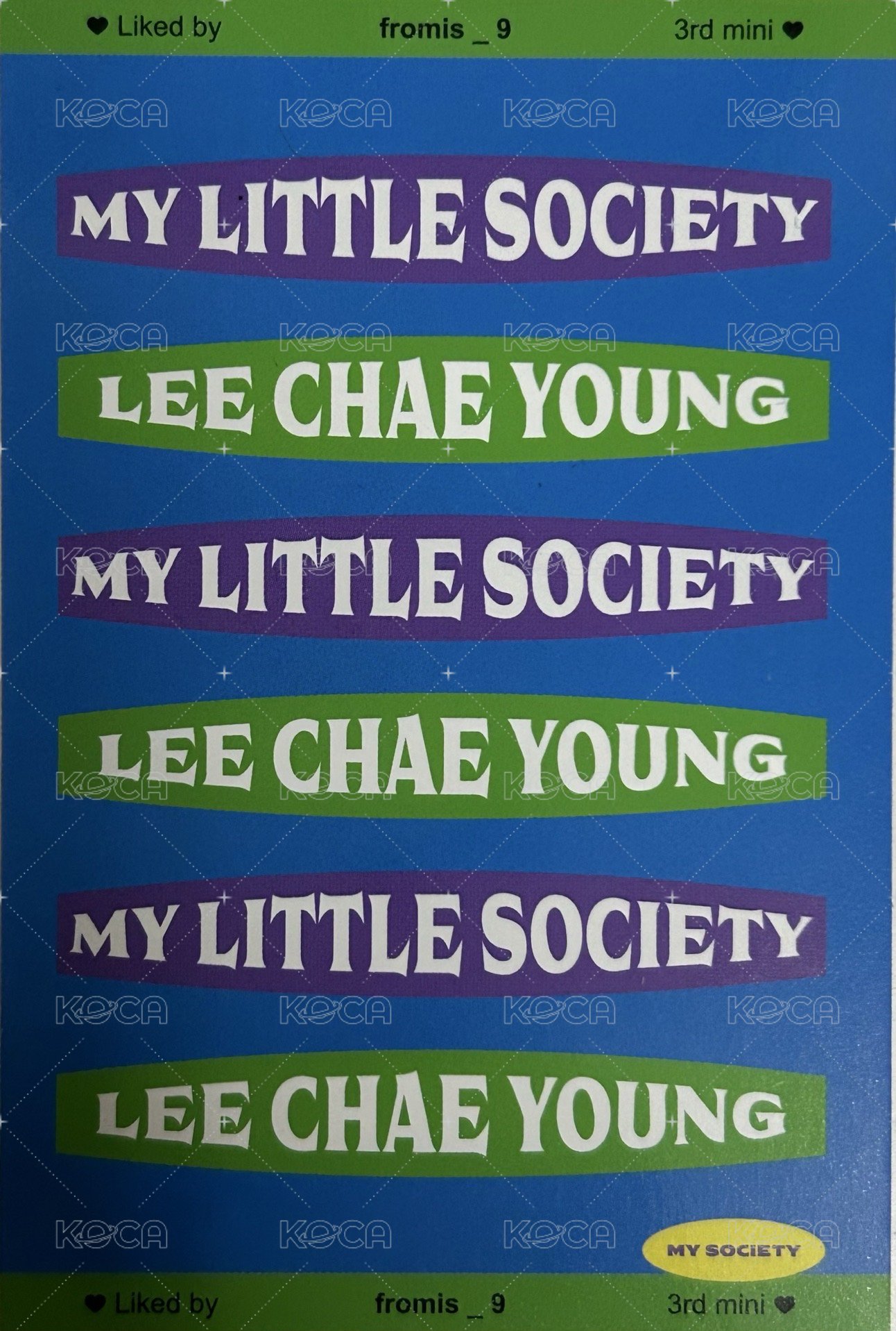 小社會 專輯卡 My society ver. 背面