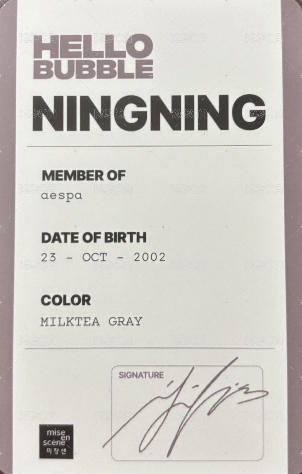 代言卡 媚尚萱染髮劑2.0寧 背面