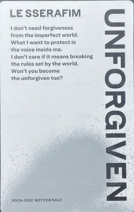UNFORGIVEN JP 專輯卡 環球限定盤 背面