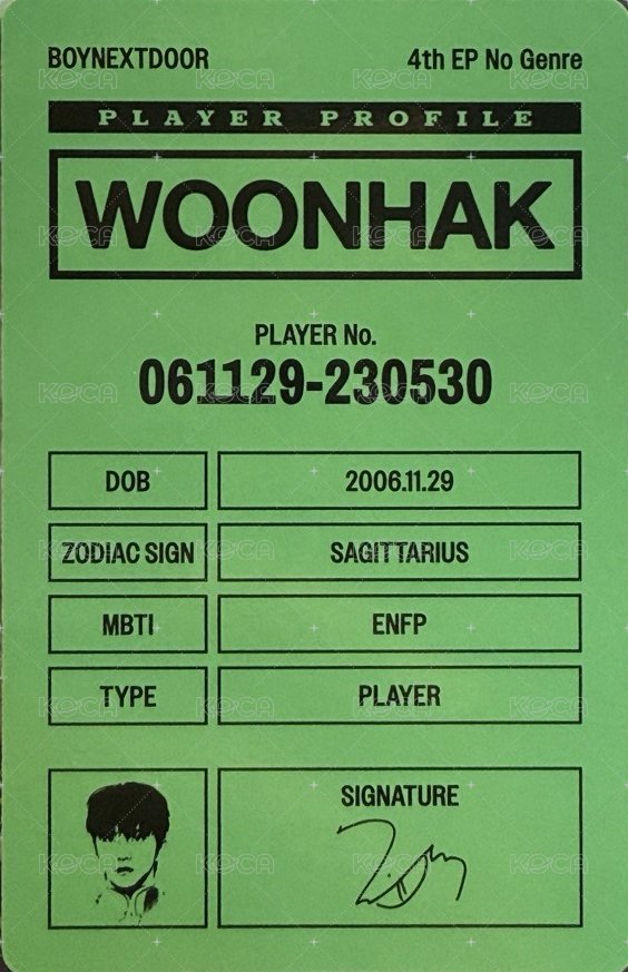 No Genre 專輯卡 Board Game ver.6 背面