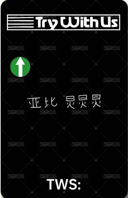 TRY WITH US yzy 1.0 特典卡 中文卡背 背面