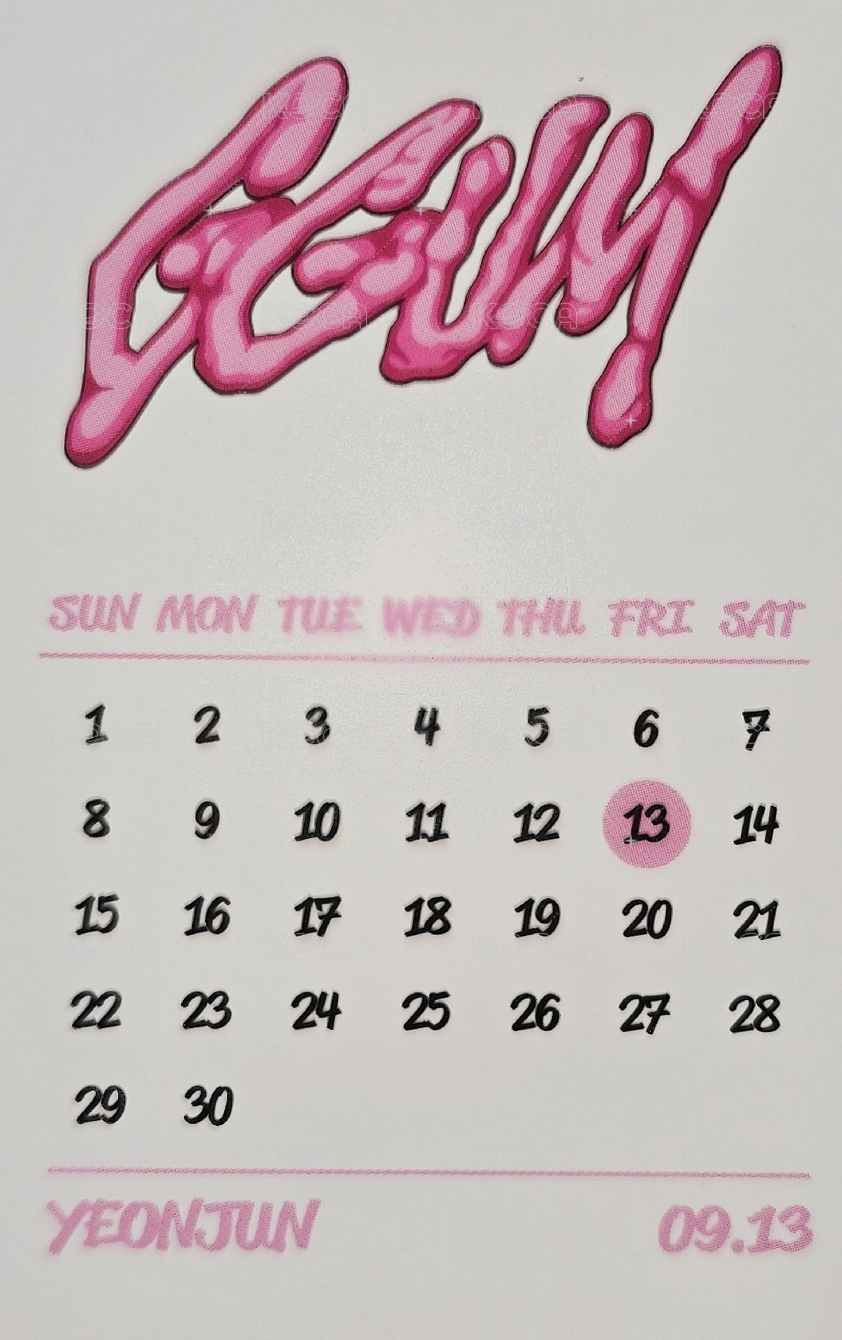 GGUM yes24 特典卡  背面