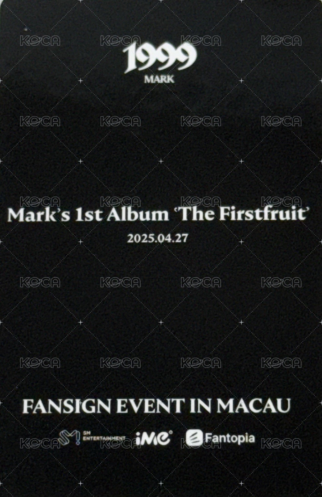 The Firstfruit sm fantopia 簽售卡 澳門fantopia簽售 背面
