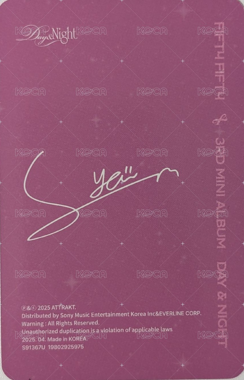 Day & Night 專輯卡 Ever Music版 Day ver. 專卡 背面