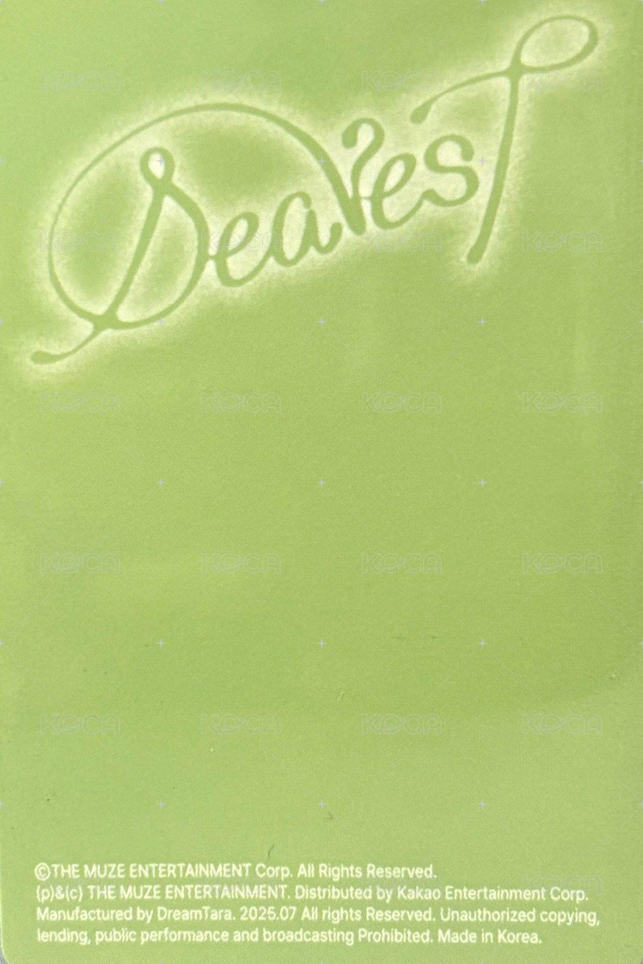 Dearest PB專Dear版 專輯卡  背面