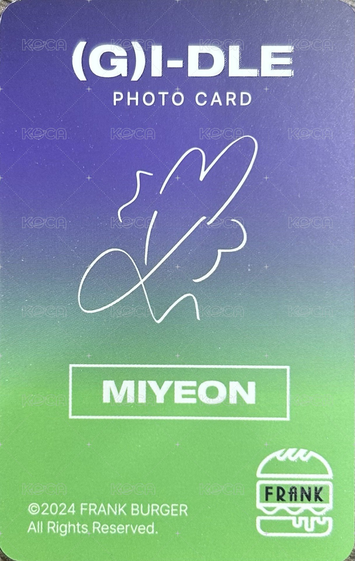 Frank Burger  代言卡  背面