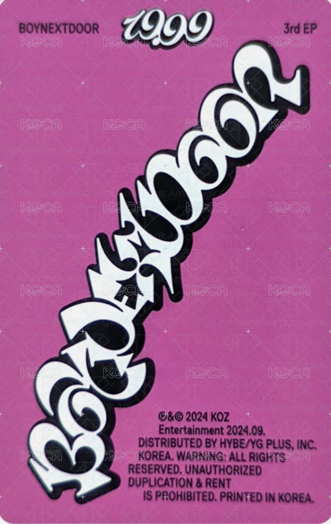 19.99 專輯卡 Dangerous ver. 專卡 4 背面