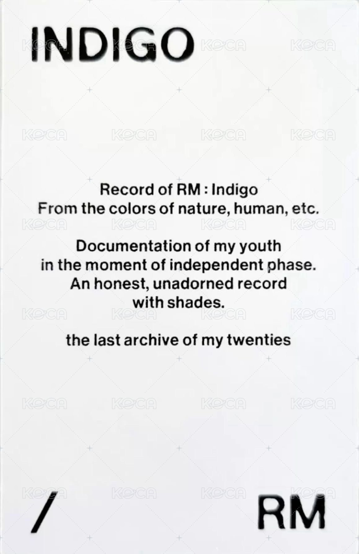 INDIGO 專輯卡 隨機 背面