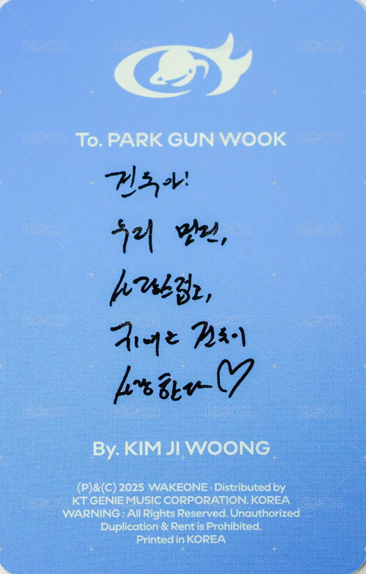 正規一 專輯卡 ORDINARY ver. 背面