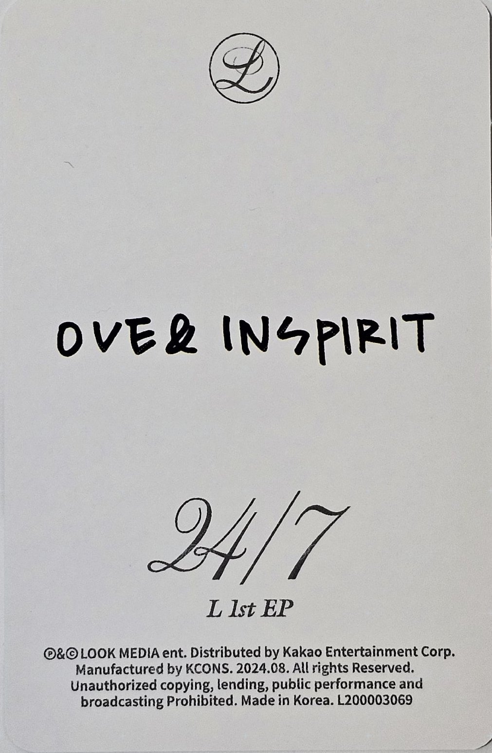 24/7 專輯卡 SELFIE CARD 背面