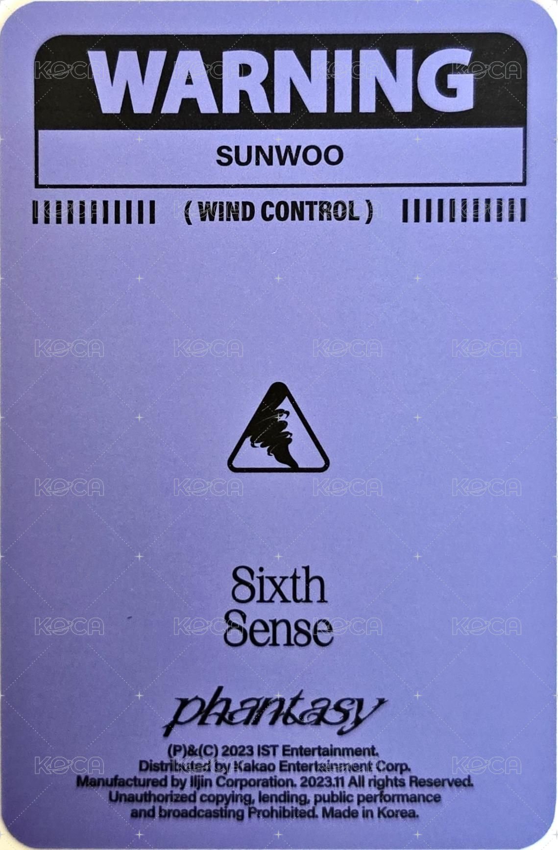 PHANTASY Pt.2 Sixth Sense 專輯卡 單封 背面