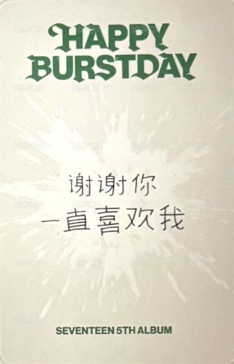 正五 yzy 十週年限定 特典卡  背面