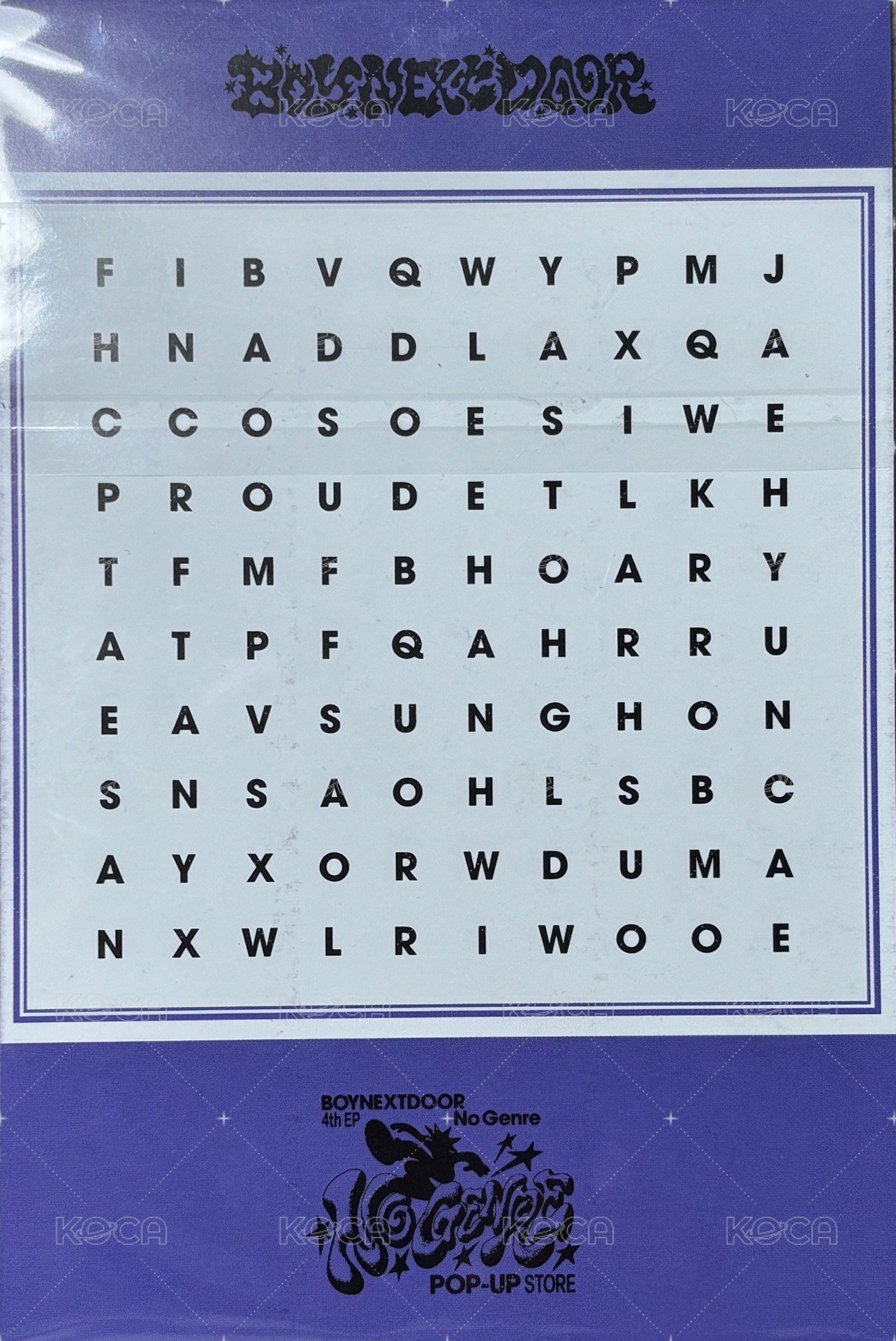 No Genre 入場卡 / 場限卡 快閃 特典 找字大卡 背面