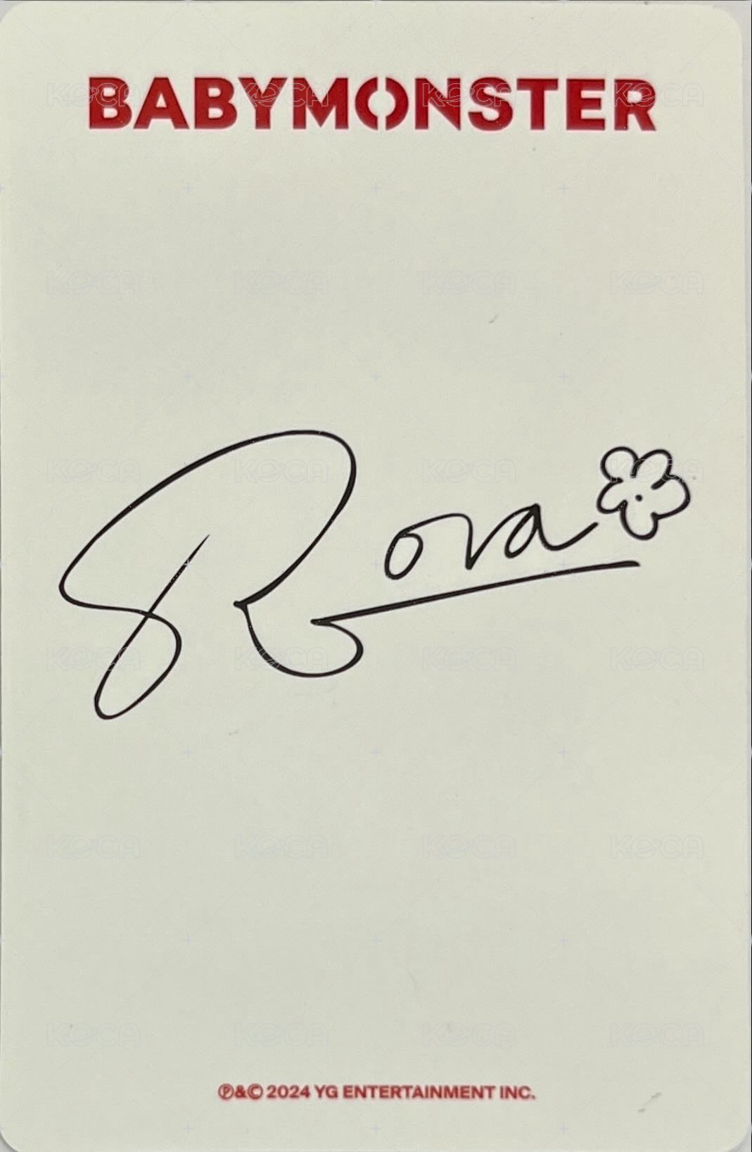 BABYMONS7ER yg 特典卡 預購禮 Rora ver.A 背面
