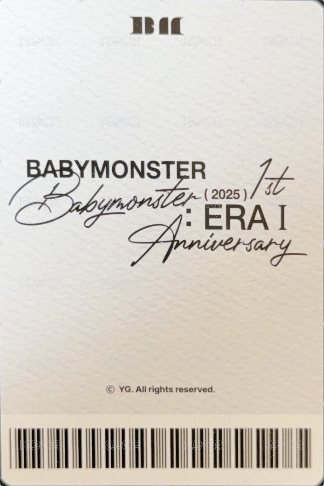 一週年寫真書 yg 線上 特典卡 a ber 背面