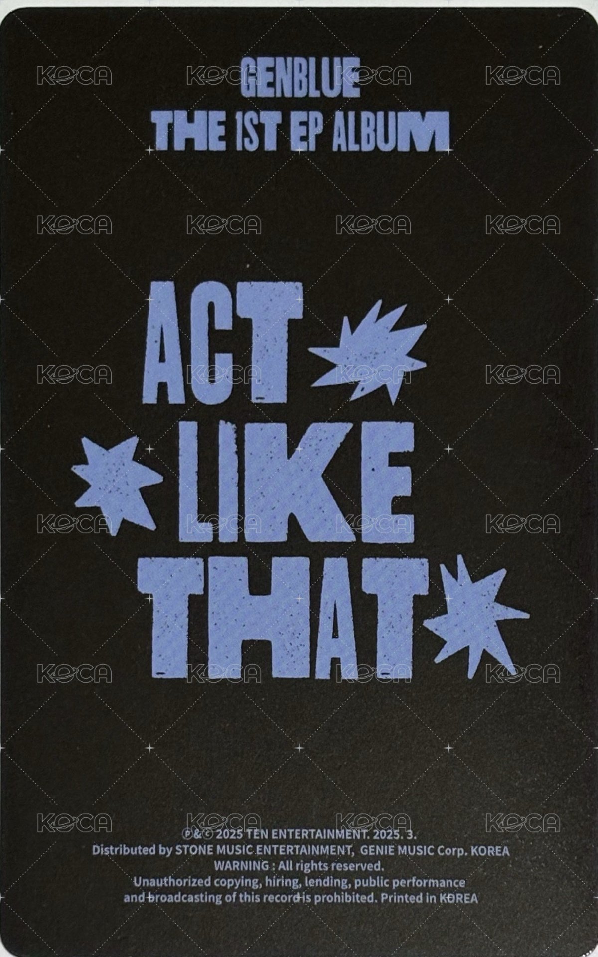 ACT LIKE THAT 專輯卡 PB ver. 背面