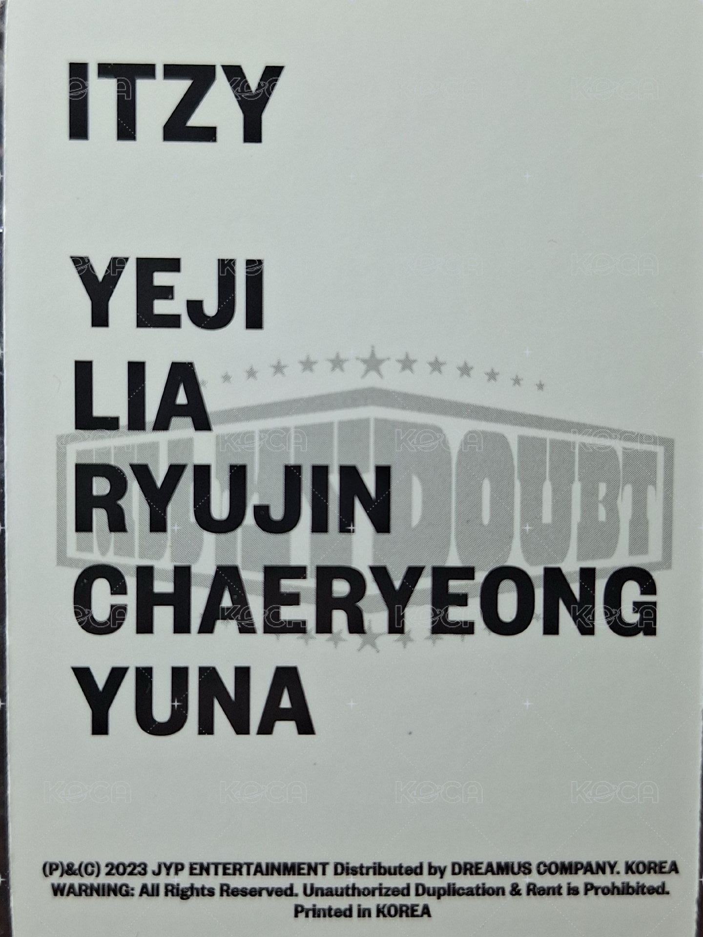 KILL MY DOUBT sw 8.0 簽售卡  背面