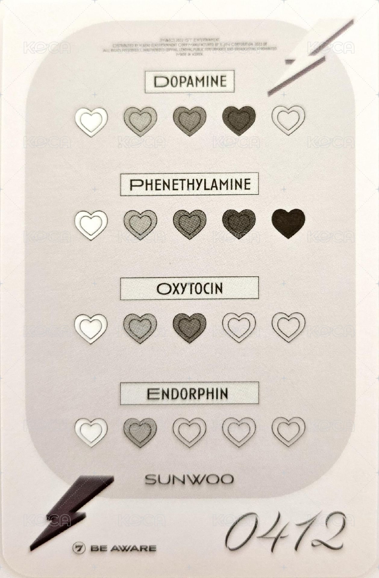 BE AWARE 專輯卡  背面