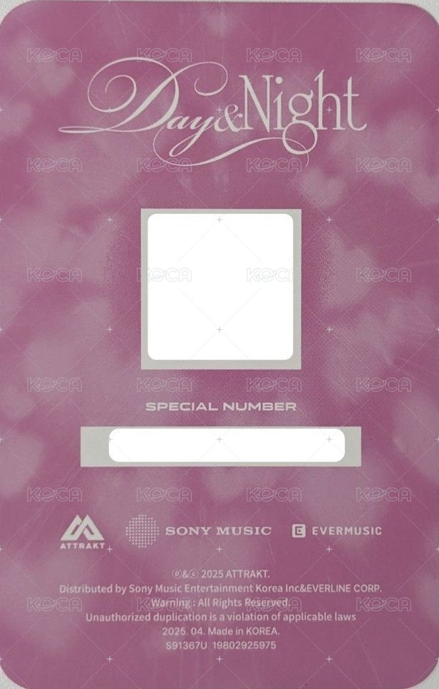 Day & Night 專輯卡 Ever Music版 Day ver. QR卡 背面