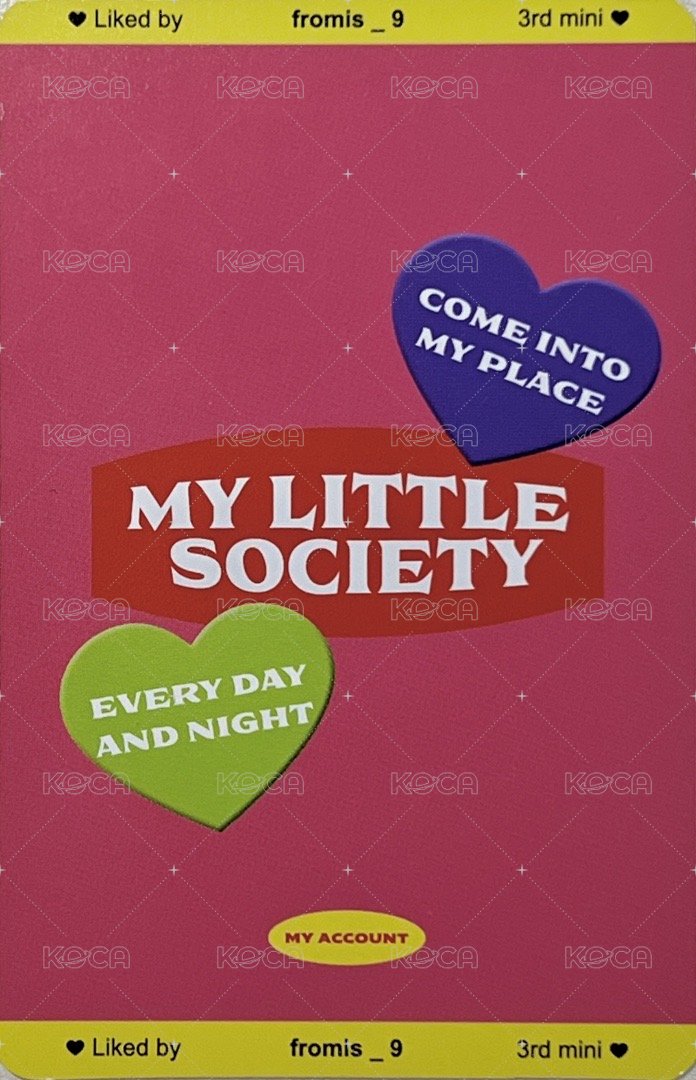 小社會 專輯卡 My account ver. 背面