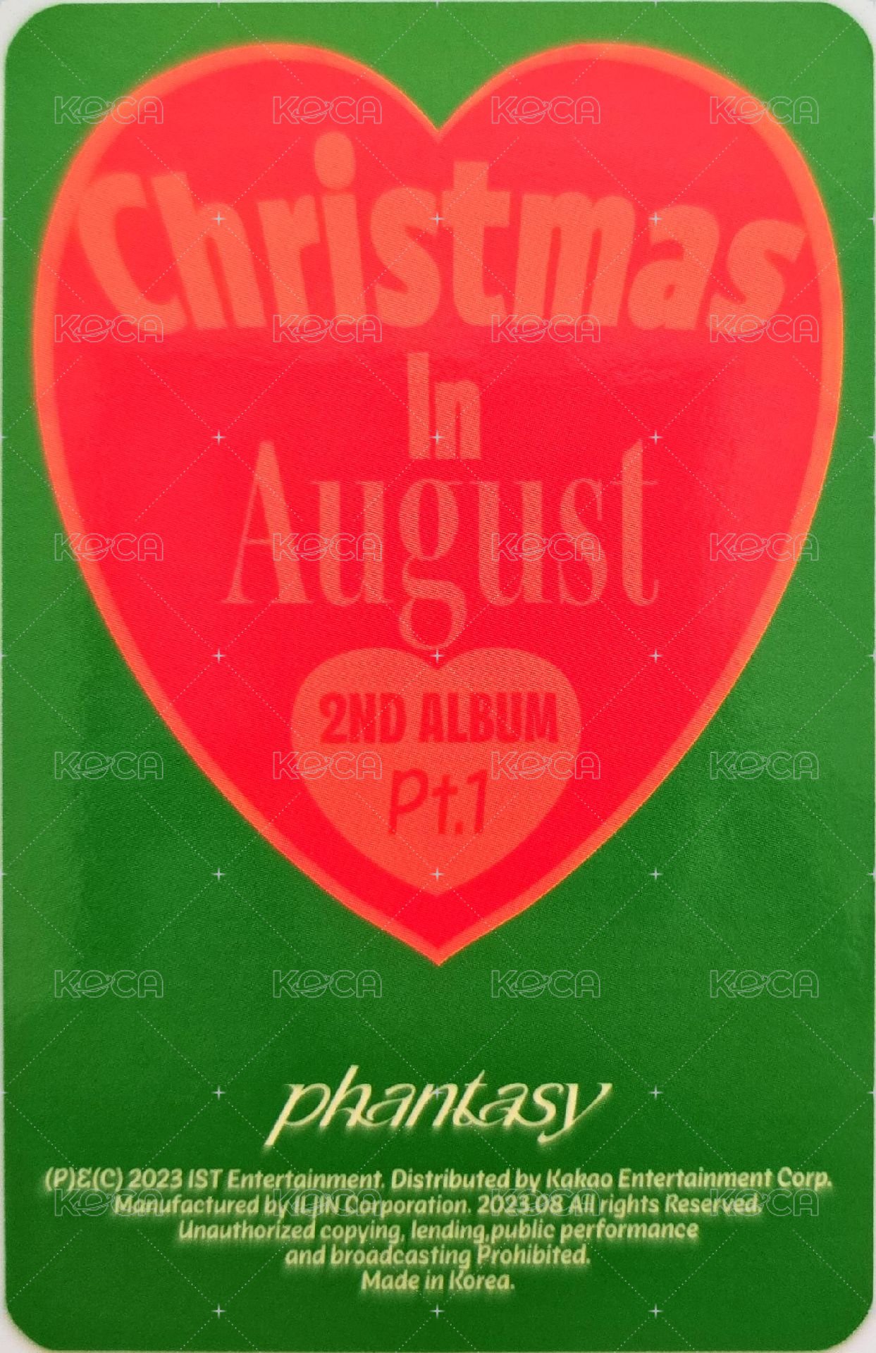 PHANTASY Pt.1 Christmas In August 專輯卡  背面