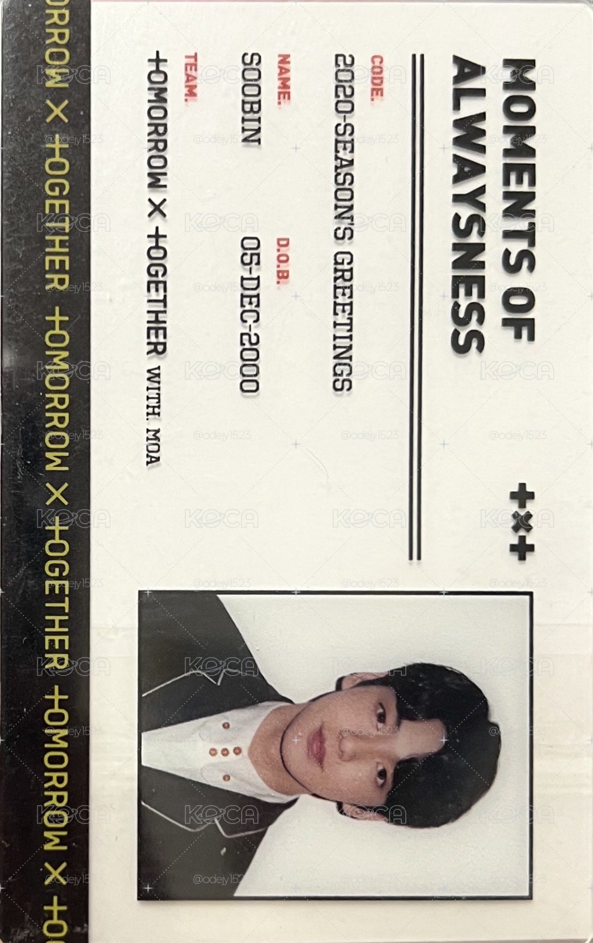 TXT 2020 年曆 ID卡 SOOBIN
