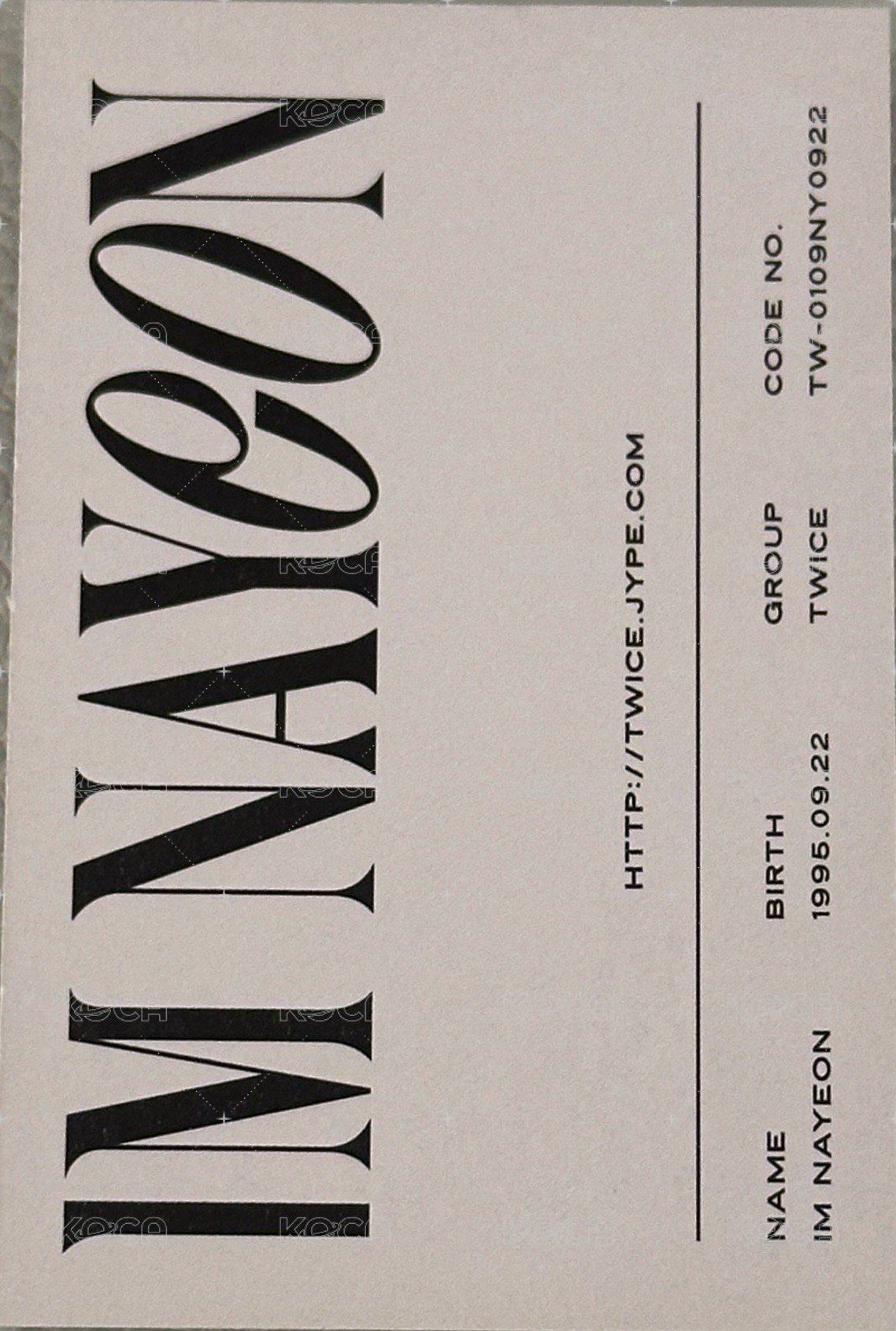 IM NAYEON 專輯卡  背面