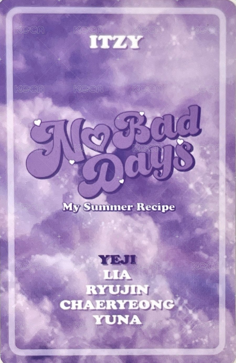 NO BAD DAYS 周邊卡 八月 背面