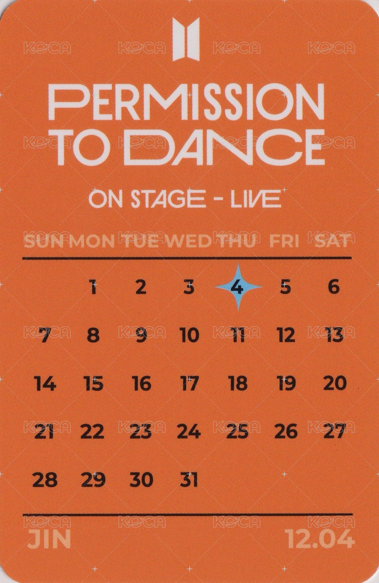 PTD Live yes24 特典卡  背面