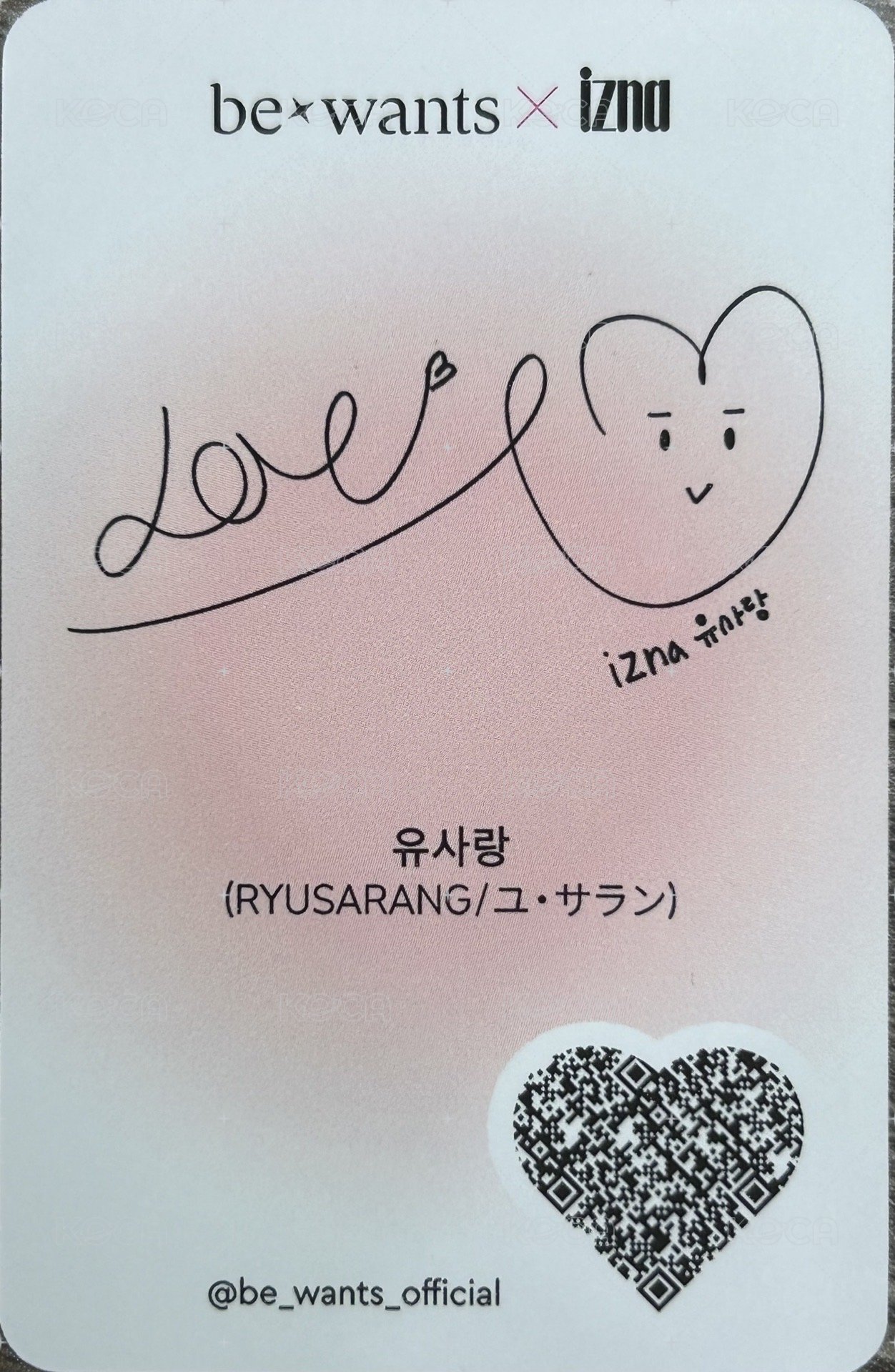 bewants代言 代言卡 bw1.0 背面