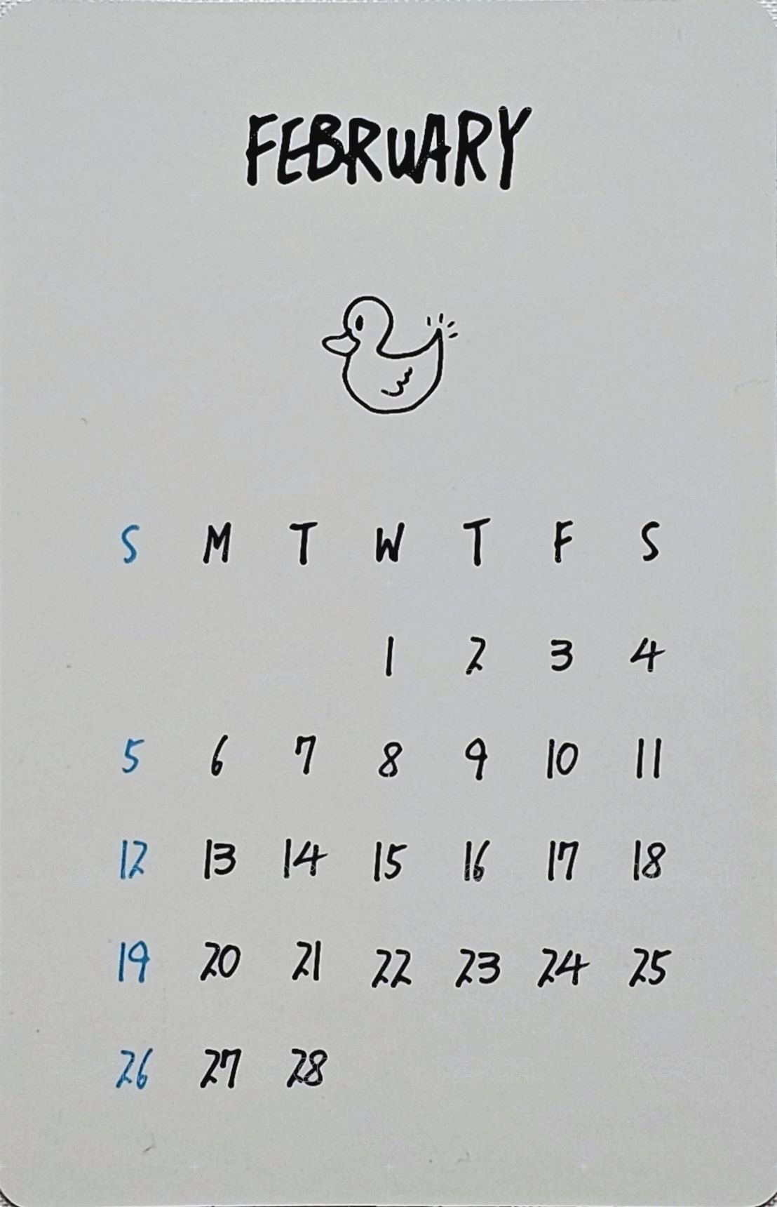 2023 年曆 年曆卡 二月 背面