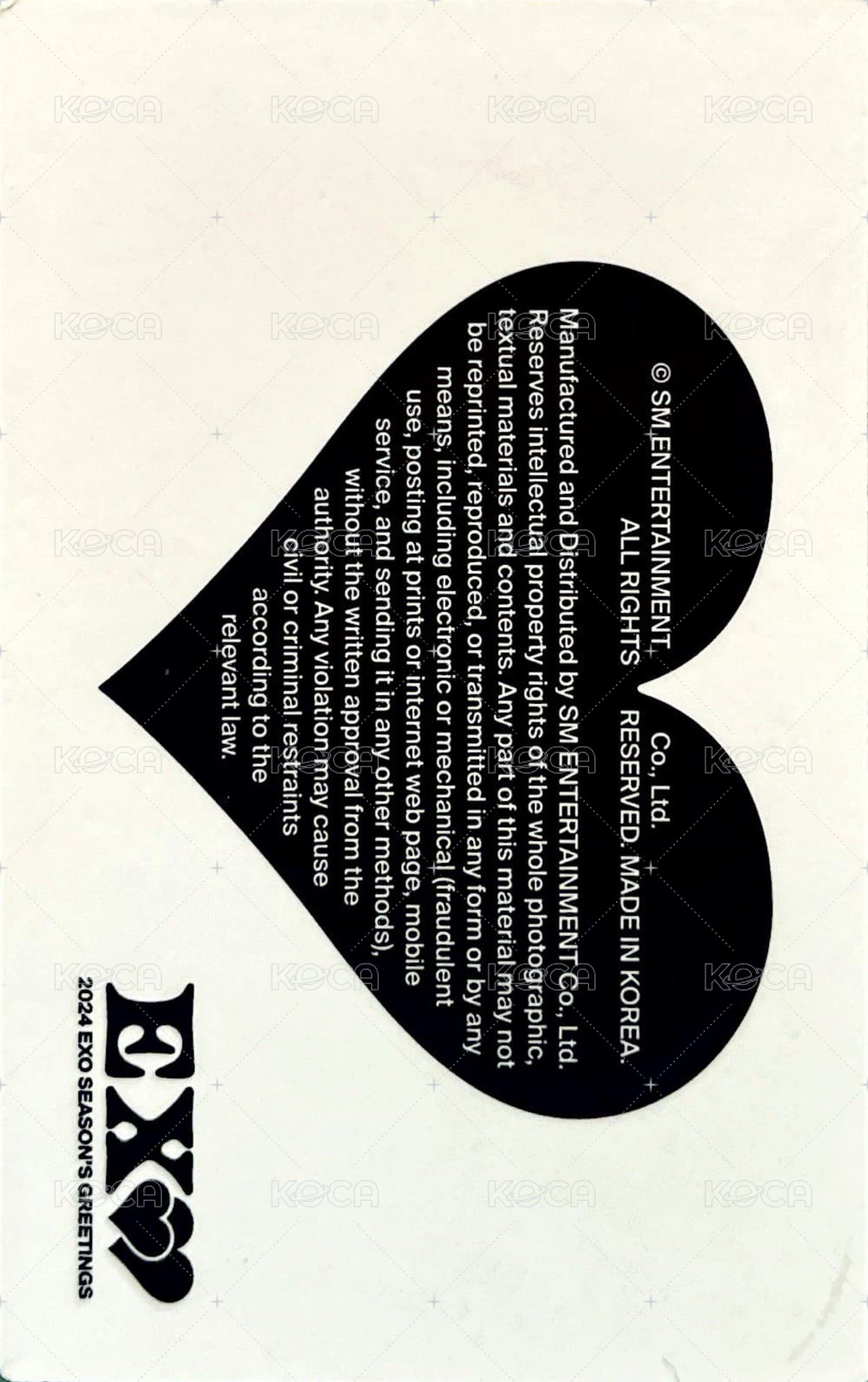 2024 EXO SEASON'S GREETINGS  年曆卡  背面