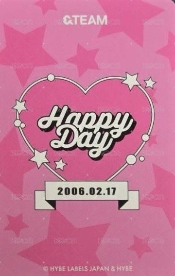 Happy Day  2023~2024 周邊卡 BIRTHDAY KIT卡 背面