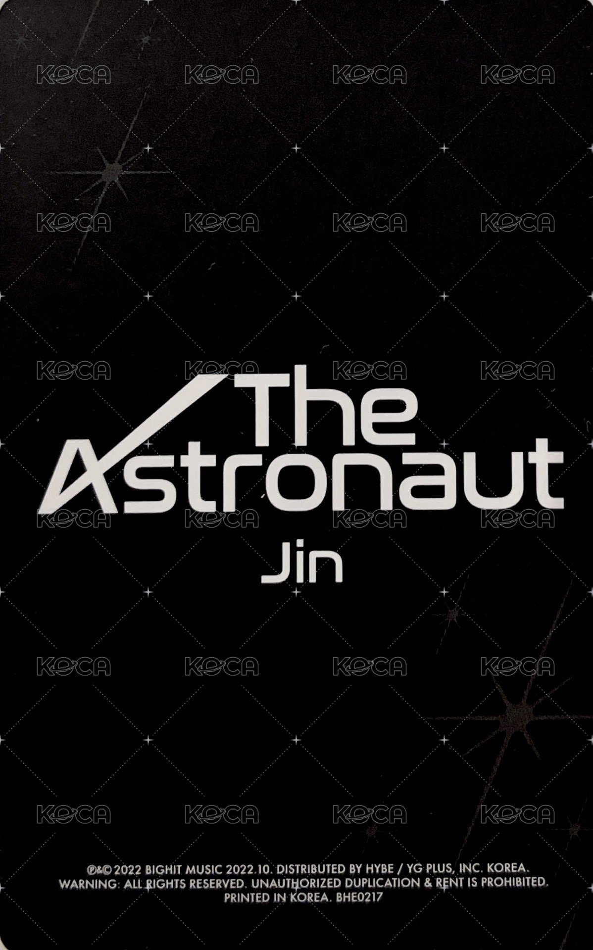 Astronaut wvs USA 特典卡 美網珍 背面