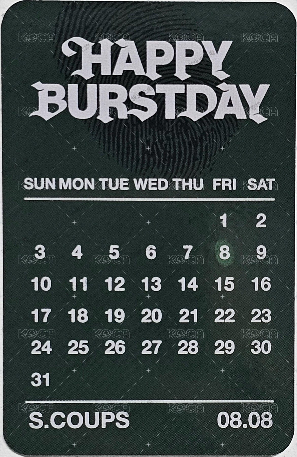 正五 yes24 CARAT ver 特典卡  背面