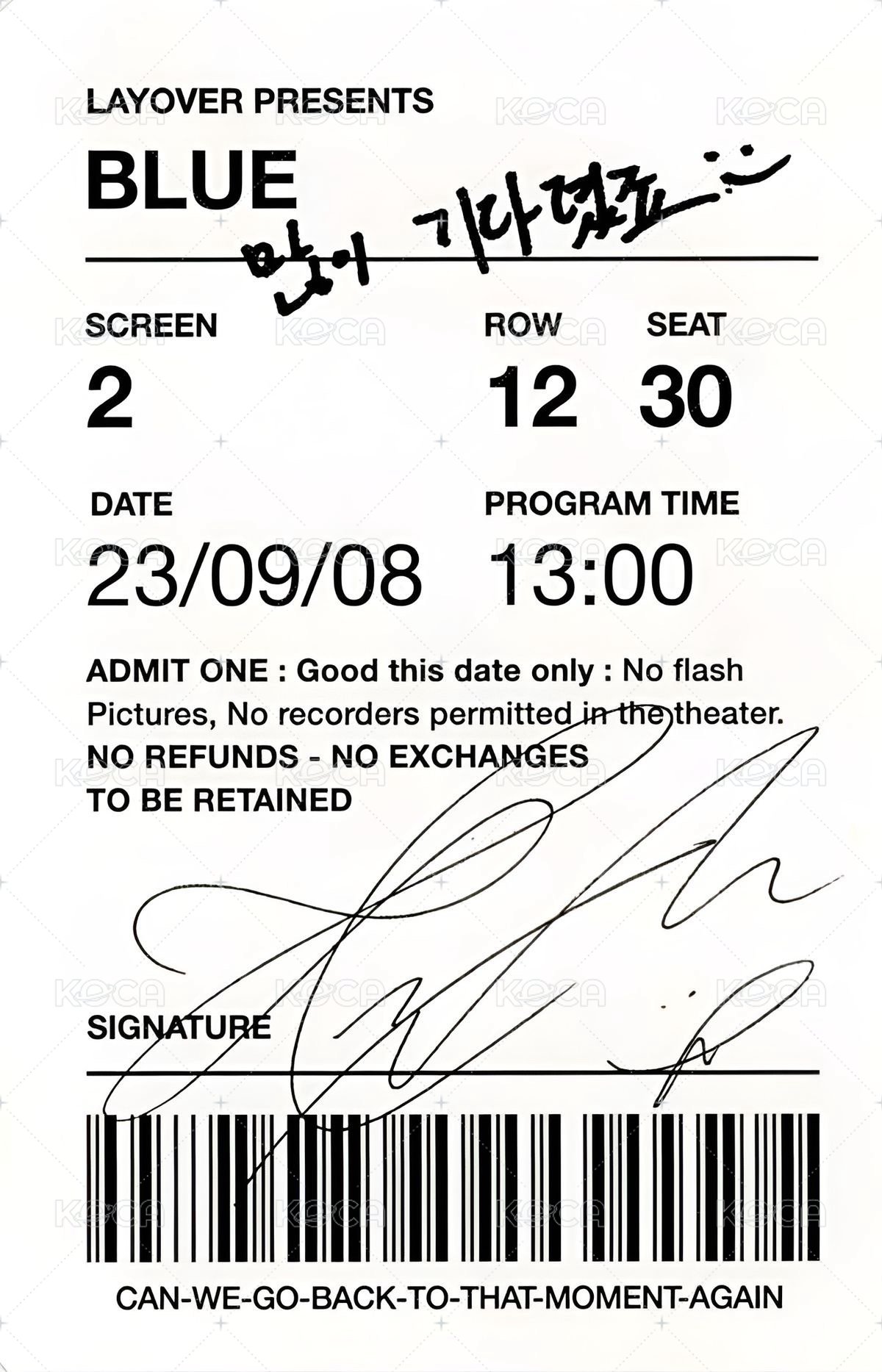 LAYOVER 專輯卡 藍版 背面