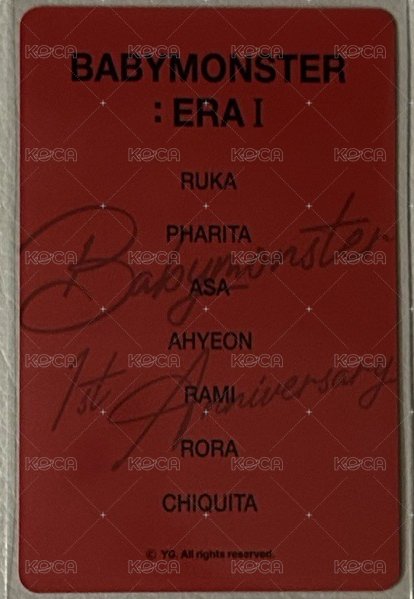 一週年寫真書 yg 仁寺洞快閃 特典卡 b ber 背面