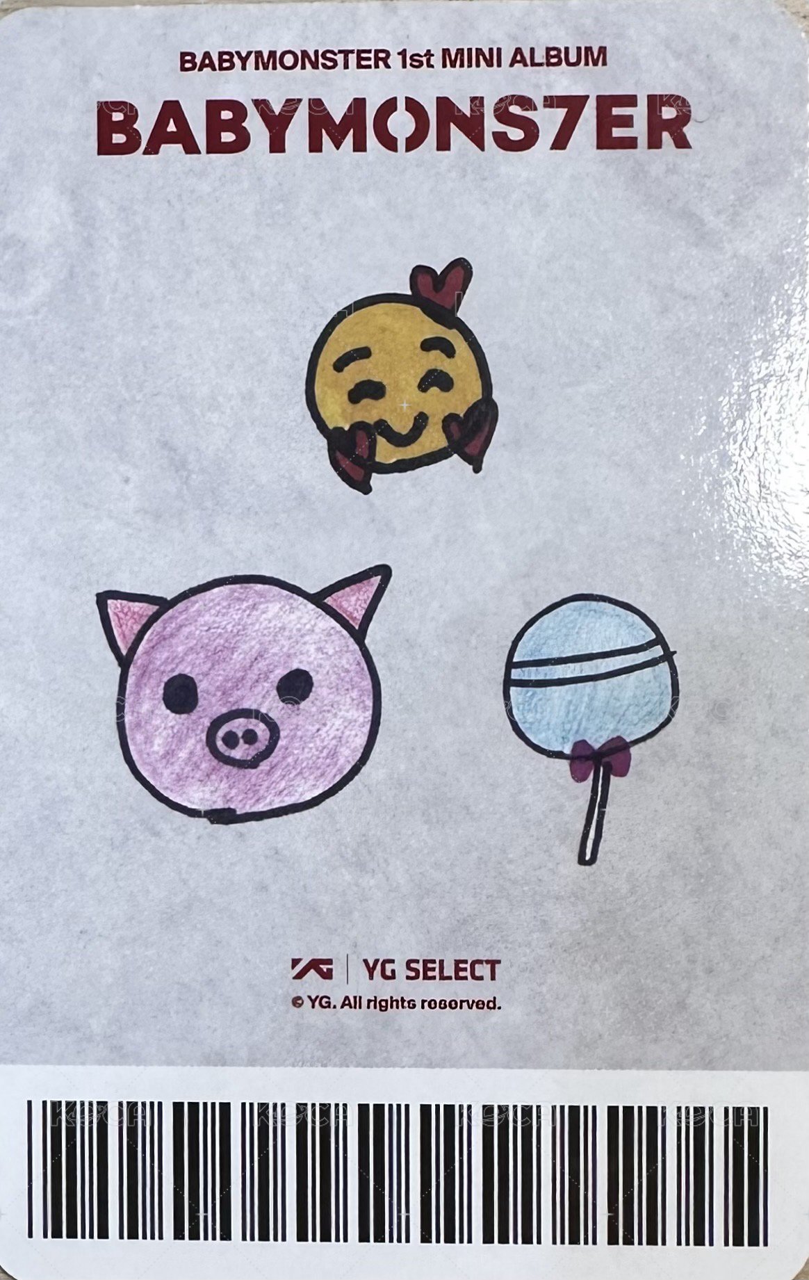 BABYMONS7ER yg 團封預售ver.A 特典卡 棒棒糖 背面