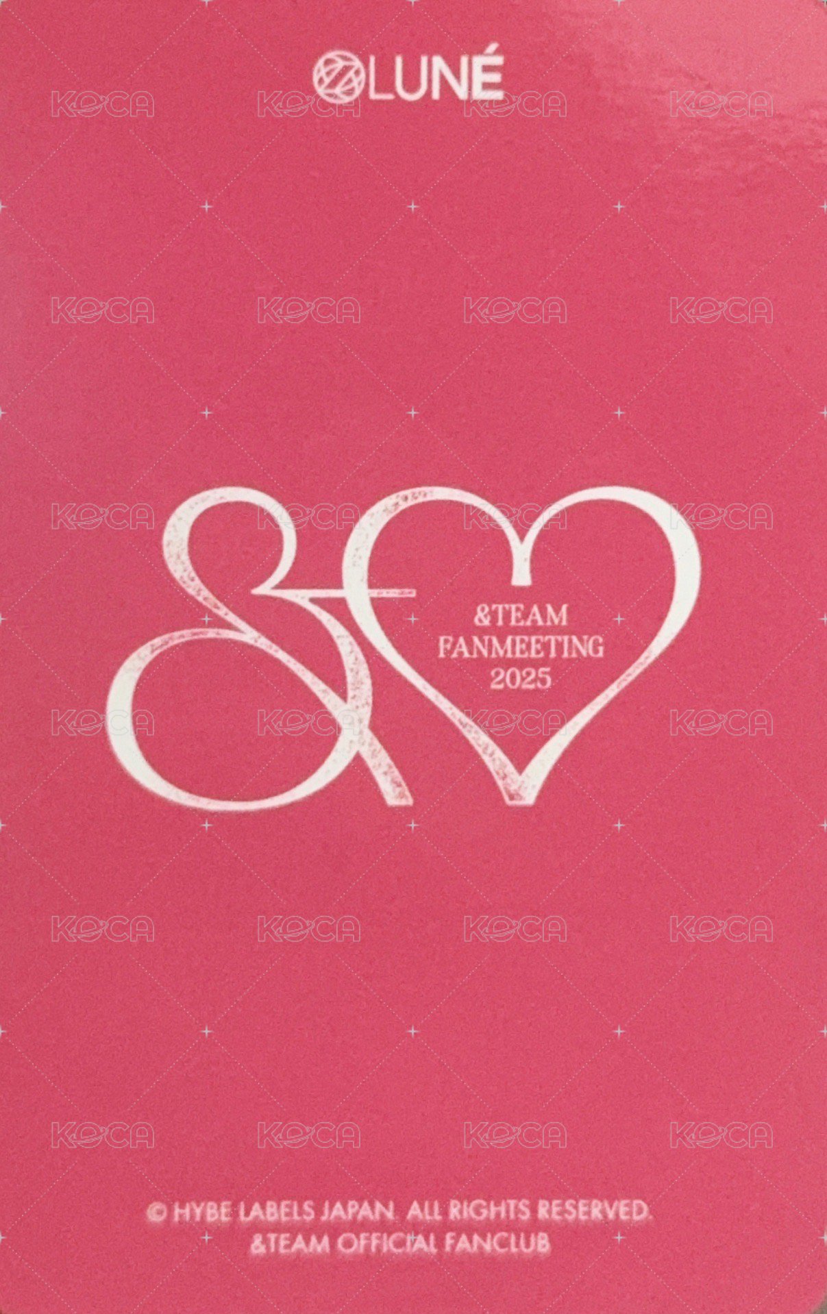 2025 Fanmeeting - &︎❤ 會員禮卡 FC/zone卡 背面