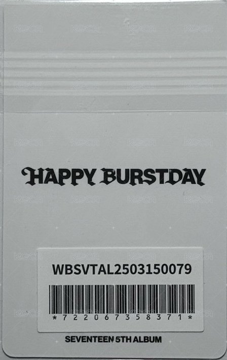 正五 日咖 CARAT ver 特典卡  背面