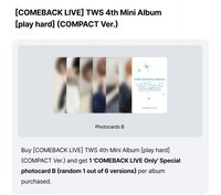 Play Hard Comeback Live 直播卡 單封版