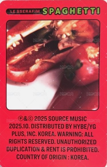 SPAGHETTI 專輯卡 ver.單封 背面