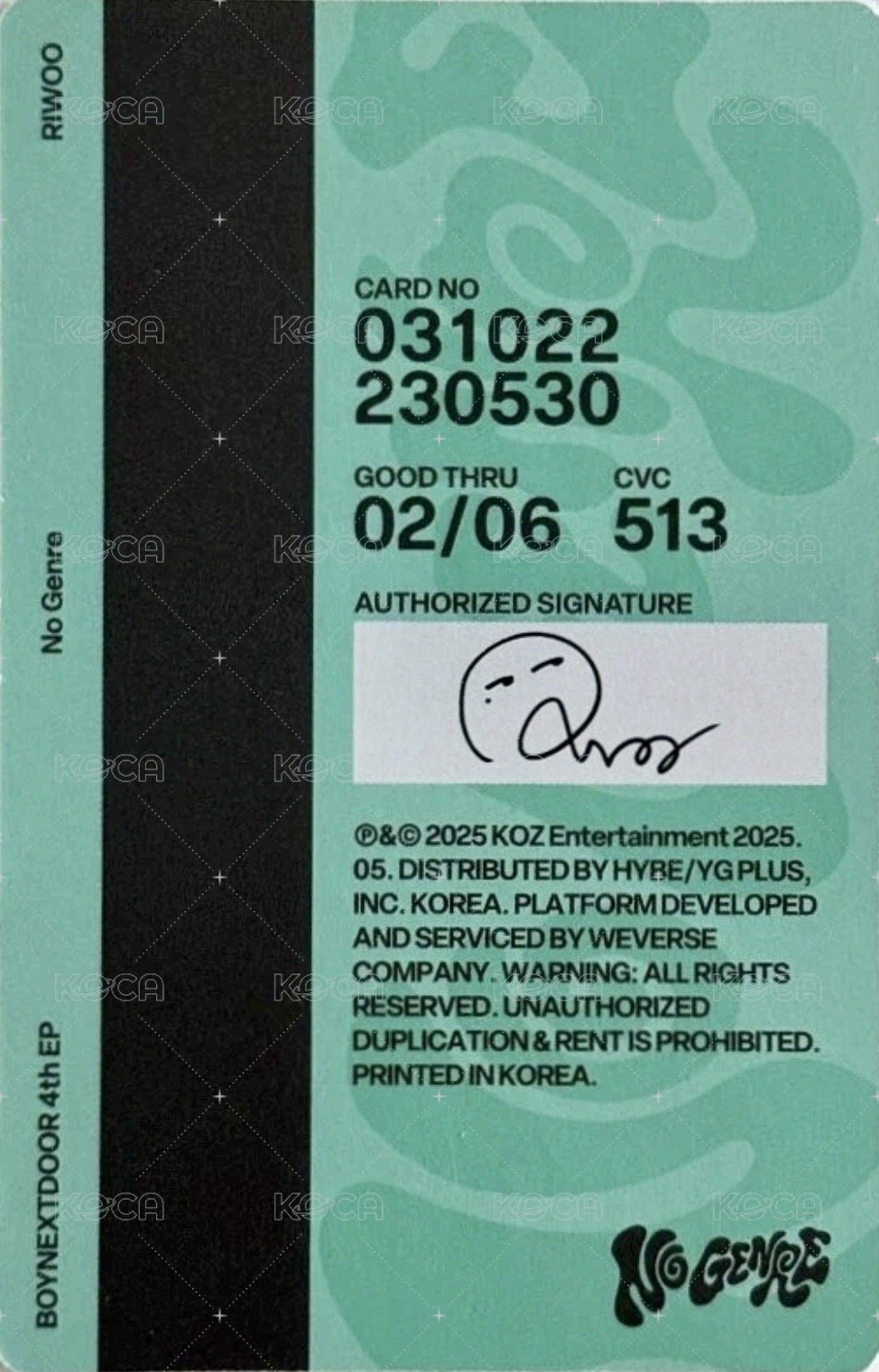 No Genre 專輯卡 電子專 2 背面