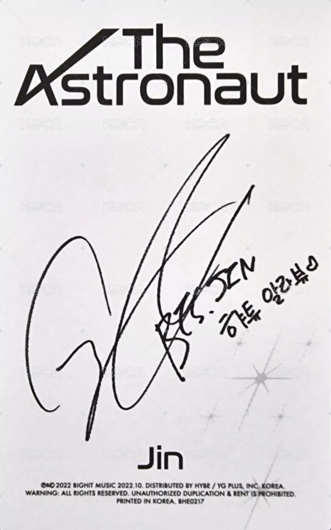 Astronaut 專輯卡 01版 背面