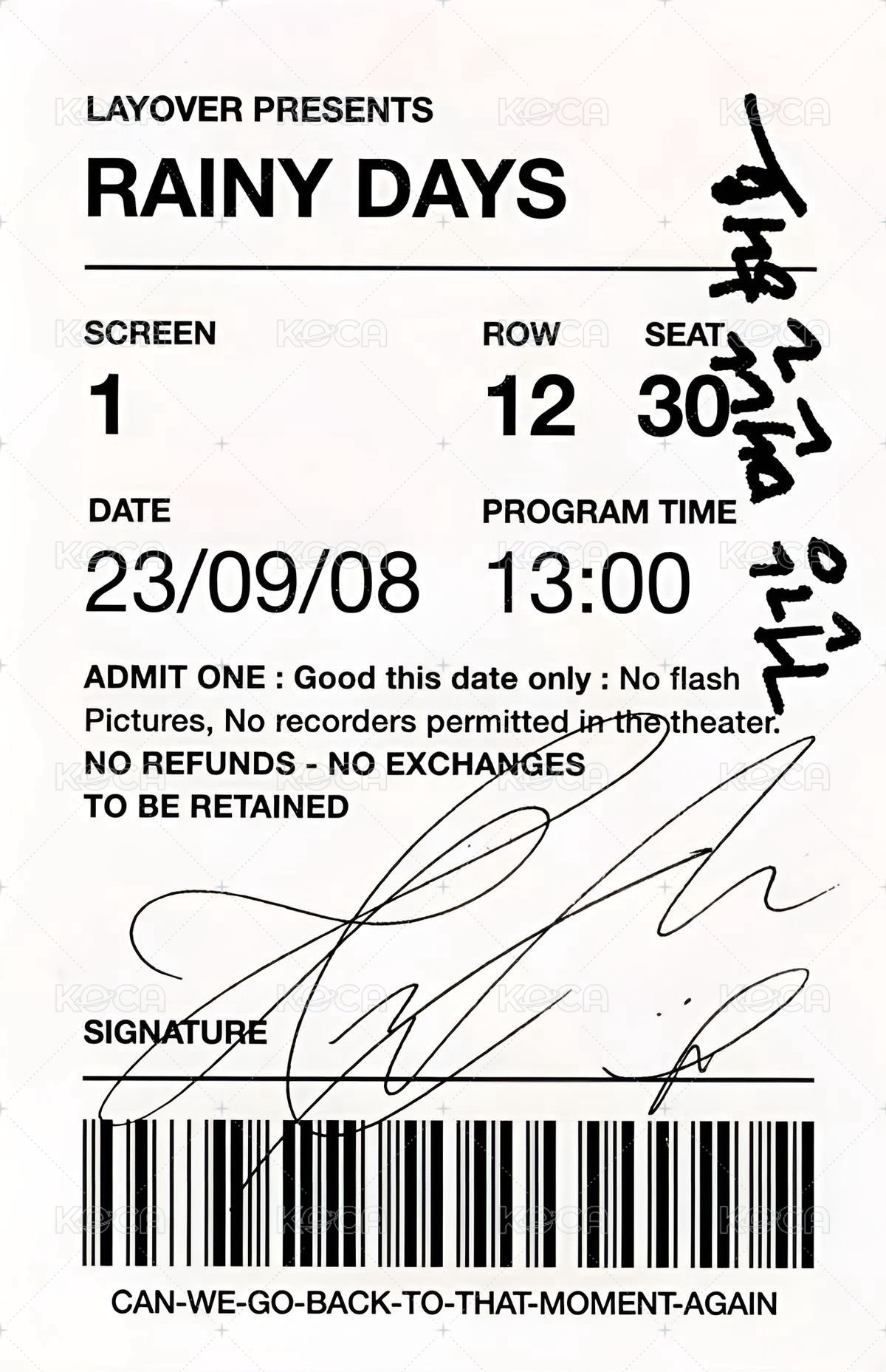 LAYOVER 專輯卡 綠版 背面