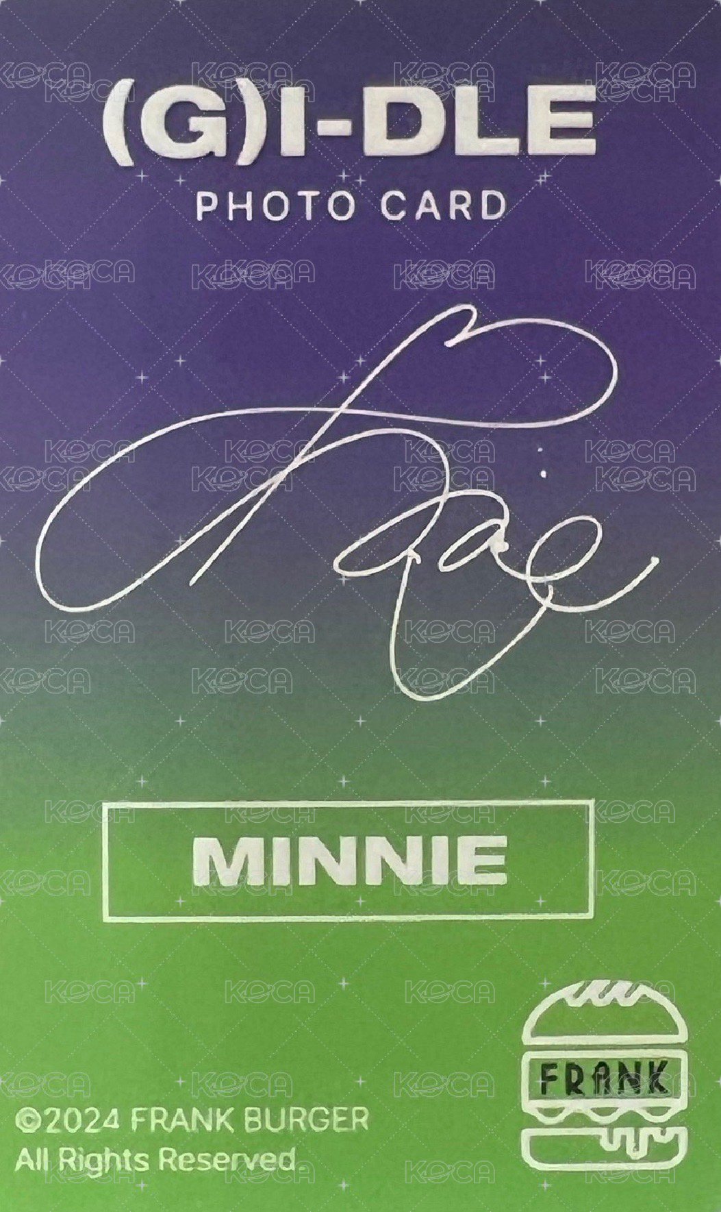 代言卡 FRANK BURGER 漢堡卡 背面